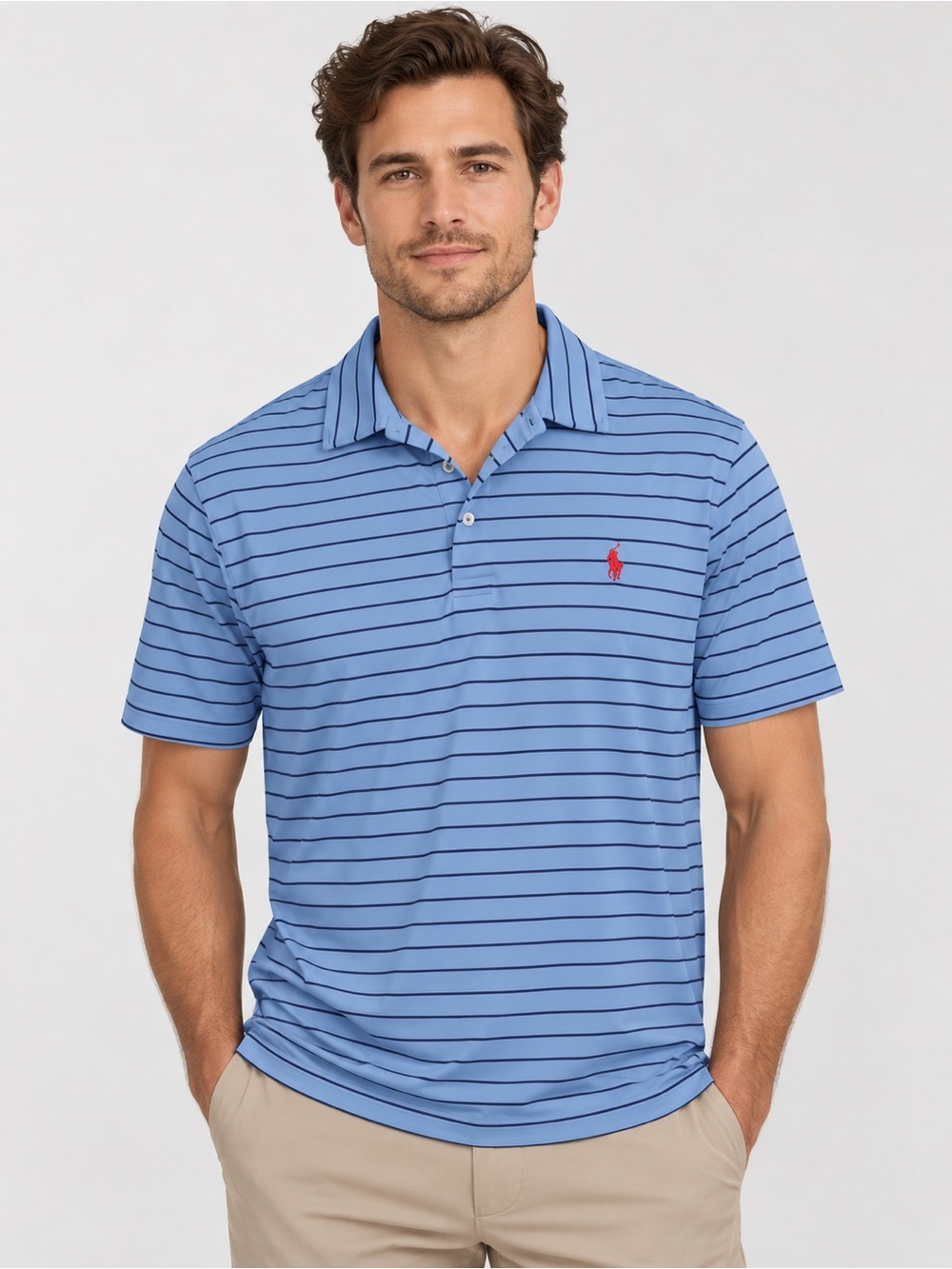 Polo Ralph Lauren Performance Polo Men’s XL Blue Navy Striped Golf Stretch